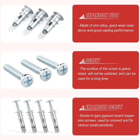 240 Piece Zinc Self Drilling Drywall Anchors And Screws Kit With Cross Groove Drill Bit with expansion tube and screws