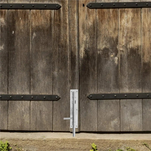 No Brainer Heavy Duty Stainless Steel Slide Bolt Latch Set For Fence Gates And Wood Sheds Built Tough with smooth manual slider on wooden gate.