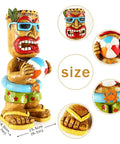 16.7 Inch Tiki Garden Statue With Solar Powered Lantern Lights, Large Hawaiian Tiki Man Figurine for Outdoor Patio Yard Bar Beach Pool Pond