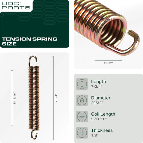 2 Pack Tension Spring Replacement For Cub Cadet And MTD Lawn Tractors, Heavy Duty 7.75 Inch Length, 0.91 Inch Coil Diameter, 5.69 Inch Coil Length, Replaces OEM 732-0459C And 732-0459B, Fits RZT Series And Yard Machine 136E470F000, steel spring