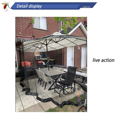 Versatile Mosquito Netting For 15Ft Patio Umbrella With Double Sided Screen Walls And Zipper Double Door Black Ideal To Enclose 15x9 Or 14x9 Double Umbrellas And 10x10 Pavilion Tents installed on patio umbrella