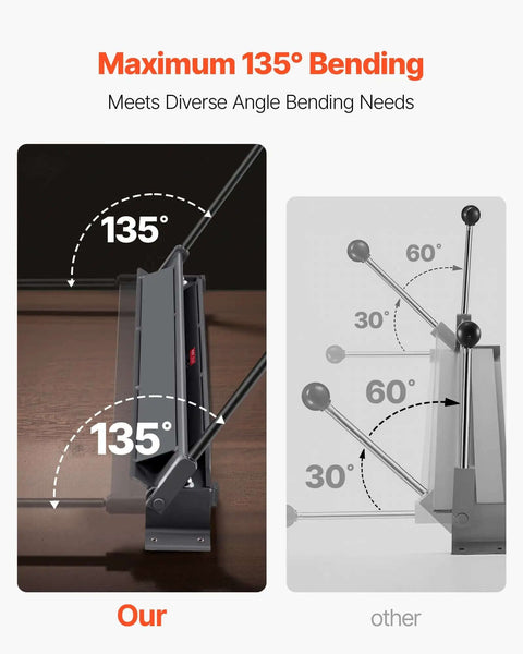 Comparison of Box And Pan Brake 30 Inch Sheet Metal Bender featuring maximum 135-degree adjustable angle vs other models