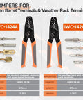 Pro Grade All In One Closed Barrel Crimp Tool Kit For Weather Pack And Deutsch DT Connectors with detailed specifications