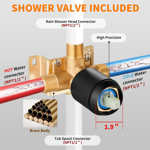 Slick Matte Black Tub Shower Faucet Set Featuring Real Deal High Pressure Rain Shower Head With Prime Waterfall Flow And Top Notch Drip Free Spout For Your Fresh Bathroom Refresh