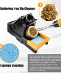 Soldering iron tip cleaner with brass coil and sponge from Upgraded Soldering Station Kit With Rapid Heating, ESD Safe Design.