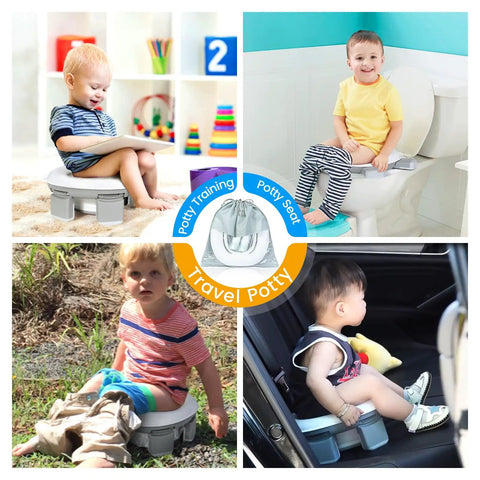 Portable Three In One Toddler Potty Training Chair To Go And Travel Emergency Toilet Seat For Little Ones Easy Setup Stand Alone Nursery Commode Super Stable On The Go Road Trip Essential