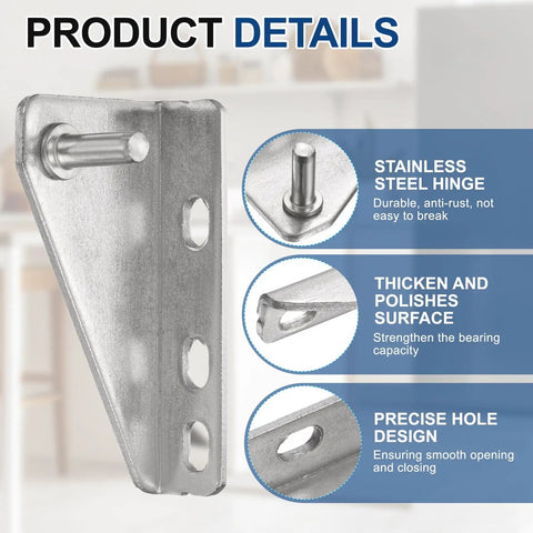 2 Pack Stainless Steel Fridge Hinges Replacement For Refrigerator Doors With Right Shaft Inner Column Hinge, 0.28 In Dia, 1.38 In Spacing, Includes Screws And Bushings, Easy Install, Built To Last