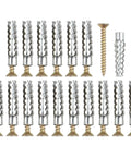 Heavy Duty Self Tapping Screws And Expansion Anchor Kit with serrated carbon steel fasteners, M6 M8, 50 piece hardware set displayed.