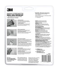 Back view of All In One Wall Fix Kit with instructions and components listed for repairing small holes in drywall or plaster surfaces.