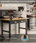 Heavy Duty 39.4 Inch Steel Workbench With Drawer And Pegboard 2000 Lb Capacity Garage Workshop Table shown with tools.