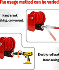 Beefed Up Heavy Duty Ceiling Mounted Garage Storage Lift System With 300 Lb Capacity showing hand crank and electric rod braking options.