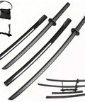Black Polypropylene Training Katana Sword With Sheath Belt And Stand One Piece Blade For Safe Practice Like A Boss Realistic Feel