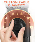 Customizable quantity dial for up to 12 cups on the Electric Conical Burr Grinder for versatile coffee brewing.