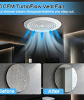 7 Inch Bathroom Exhaust Fan With 50 CFM Quiet Operation Low 1.0 Sones Through Wall Vent For 8 Inch Opening installed in ceiling