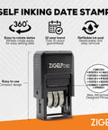 D50 Self Inking Date Stamp With Emailed Date Feature Two Color Blue And Red Ink Pad 5/32 Inch Date Size Reinkable 12 Year Date Band
