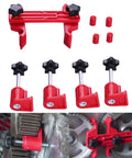 Shop Standard 9 Piece Cam Timing Sprocket Locking Tool Kit With Grippy Double Camshaft Clamp, red clamps and holders for engine timing.