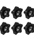 Six Pack Star Knobs 3/8-16 Tpi Female Adapter For T Track Bolts Jig Clamps, black plastic knobs with internal threads.