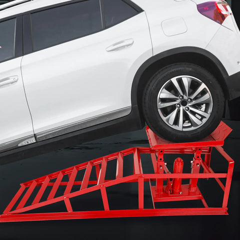 2 Pack 5 Ton Low Profile Hydraulic Car Ramps For SUVs And Light Duty Trucks, Adjustable Lift Ramps With 9.8 To 15 Inch Height, Oil Change Ready, Heavy Duty Steel Construction