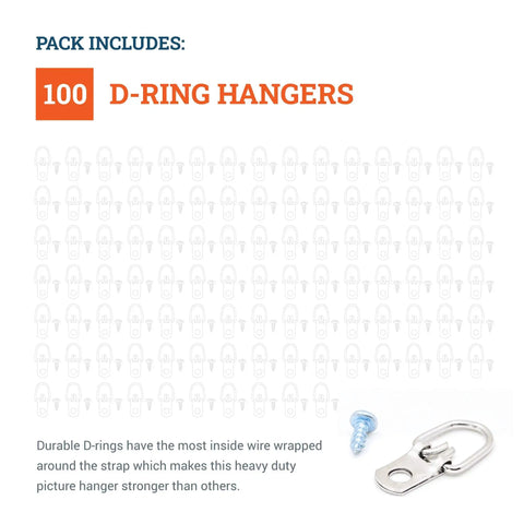 Picture Hangers With Screws D Ring Bulk Pack 100 Pro Quality Hanging Hardware For Wood Frames Easy Install Back Of Frame