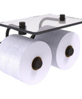 Dottingham Collection 2 Roll Glass Shelf Toilet Paper Holder Oil Rubbed Bronze Solid Brass Bathroom Accessory