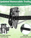 Updated removable trolley component of Ultimate Zip Line Kit For Kids And Adults Outdoor 80 Ft Quick Tighten Backyard Setup