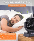 Man sleeping next to Beast 20000mAh Portable Camping Fan with Remote Control, USB C Rechargeable for quiet airflow in bedroom.