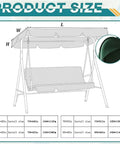 Porch Swing Canopy Replacement Waterproof UV Resistant 300D Heavy Duty Rip Proof Garden Hammock Top Cover Size 74x45 Inches Green