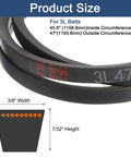 Wrapped Rubber V Belt 3L470 Three L Four Seventy Outside Circumference Forty Seven Inch With Three Eighths Inch Width And Seven Thirty Seconds Inch Height Built For Industrial Machinery And Home Shop Tools Durable Like A Workhorse With Stable Performance., wrapped belt size diagram