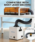 100W Solder Fume Extractor With 240m3h Suction, 3 Layer Filtration For Welding And Laser Cutting connected to laser machine