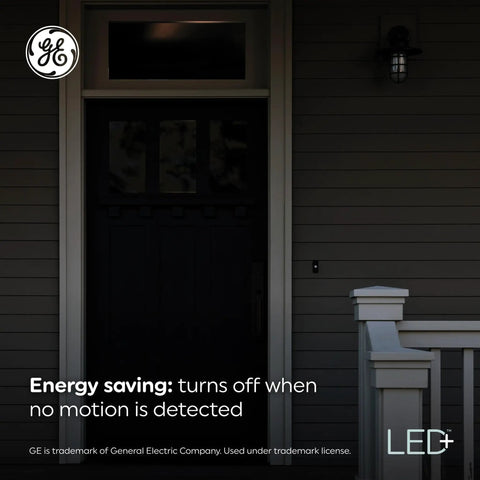 LED Motion Sensor Outdoor Flood Light Bulb 15W PAR38 Warm White Plug And Play Setup Auto On When Motion Detected Easy Screw In E26 Base No Hub Or App Needed Weatherproof Security Light For Outdoors on a dark front porch wall