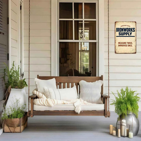 Industrial Aluminum Metal Sign 8x12 Inches Durable Wall Decor for Workshop Shop Garage and Home Shatterproof and Bend Resistant Aluminum Signage That Withstands Everyday Bumps on porch wall
