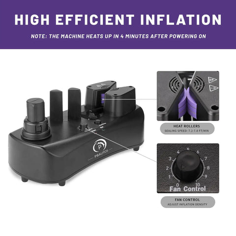 Air Cushion Machine And Air Pillow Maker With 300 Meter Film No Cap Cushioning, featuring heat rollers and fan control.