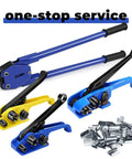 No Fuss Heavy Duty Manual Strapping Sealer Crimper for 5 8 Inch PP or PET Bands with long reach handle and tools.
