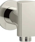 Exhale Wall Mount Supply Elbow For Hand Shower Hose Vibrant Polished Nickel Finish slick easy slip fit install modern bathroom upgrade.
