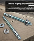 Quarter Inch By Four Inch Heavy Duty Zinc Wedge Anchors For Concrete And Masonry, Box Of 30, Standard Fasteners shown on surface