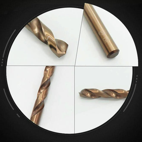 Heavy Duty Cobalt Drill Bits Kit Ten Piece M35 Jobber Length Twist Bits for Metal Cast Iron Stainless Steel Wood and Plastic