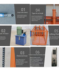 Heavy Duty Hydraulic Lift Platform For Smooth Freight Elevator Transport With Vertical Guide Rail System, showing dual limit switch, oil tank, and lifting platform details.