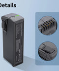 Close-up of 3 Pack Avata 2 Battery Set With 2150mAh High Capacity showing terminal details and LED indicator lights.