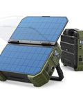 No Sweat Portable Power Station With Built In Fold Solar Panel 1600W Output 3200W Peak 1024Wh Lifepo4 Battery showing the folding solar panel and generator.
