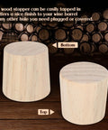 Two pine wood Six Pack 2 Inch Wine Barrel Cork Plugs Tapered Whiskey Bourbon Barrel Bung Stoppers displayed with top and bottom views.