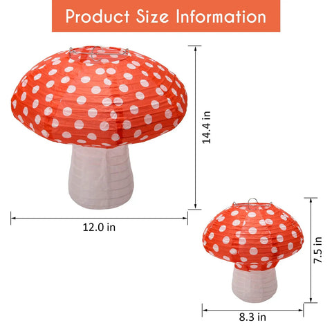 Mushroom Shaped Paper Lanterns Set In Orange For Nursery Garden And Party Decor Includes 8 Inch And 12 Inch Sizes Premium Rice Paper Hangings