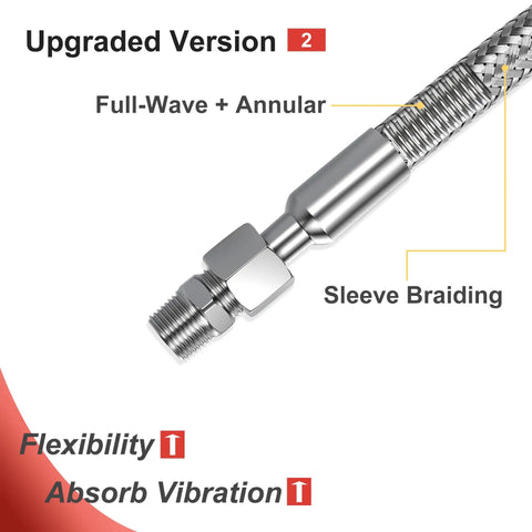 Heavy Duty Stainless Steel Air Compressor Jumper Hose 1/4 X 40 Inches With Swivel BSPP Fittings, showcasing sleeve braiding.