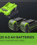 4Ah batteries and charger for 40V Cordless 21 Inch Brushless Lawn Mower With Self Propelled Smart Pace No Gas Easy Start Up
