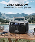 Portable Solar Generator With 60 Watt Panel And 230 Wh LifePo4 Battery Power Station Charges Up To Seven Devices, compact design on wooden table.