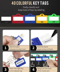 40 Position Key Cabinet With Resettable 3 Digit Combination Lock, Steel Key Organizer for Indoor Use, colorful key tags
