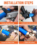 Installation steps for Three Quarters Inch Air Piping Fitting Elbow Kit For 200 PSI Pro Grade Nickel Plated Brass With Double O Ring.