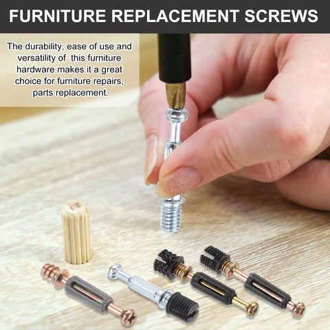 25 Pack Cam Lock Screws M6x40mm Cabinet Hardware Connectors Zinc Alloy Black Bolts For Table Assembly Furniture Home being installed.
