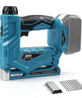 Makita 18V Compatible Cordless Brad Nailer And Stapler 2 In 1 For 18ga Fasteners Bare Tool side view with fasteners shown