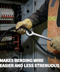 Pro 500 MCM Cable Bender Tool With Ratchet Adapter For Tough Wire Bending angled head bending thick wire inside junction box.