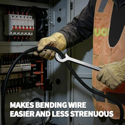 Pro 500 MCM Cable Bender Tool With Ratchet Adapter For Tough Wire Bending angled head bending thick wire inside junction box.